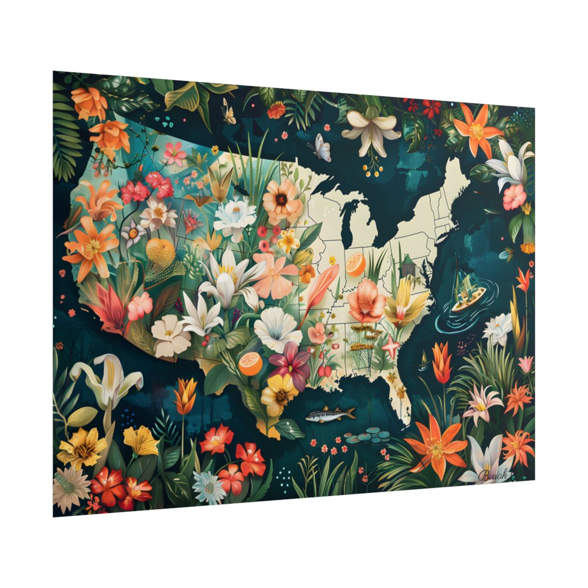 Beautiful Florida State Map: Vibrant Geographic Artwork - Poster