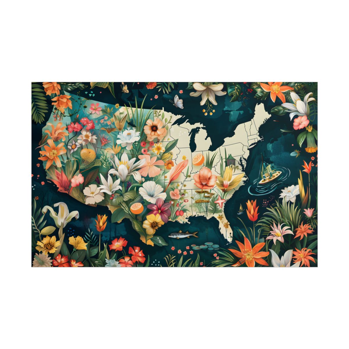 Beautiful Florida State Map: Vibrant Geographic Artwork - Poster