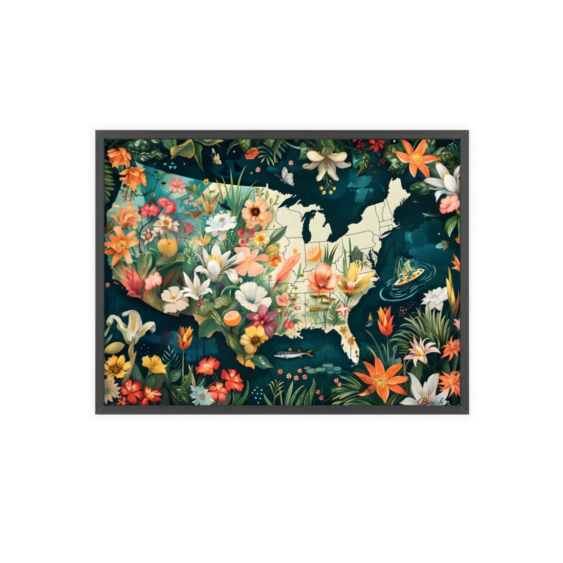 Beautiful Florida State Map: Vibrant Geographic - Framed Poster