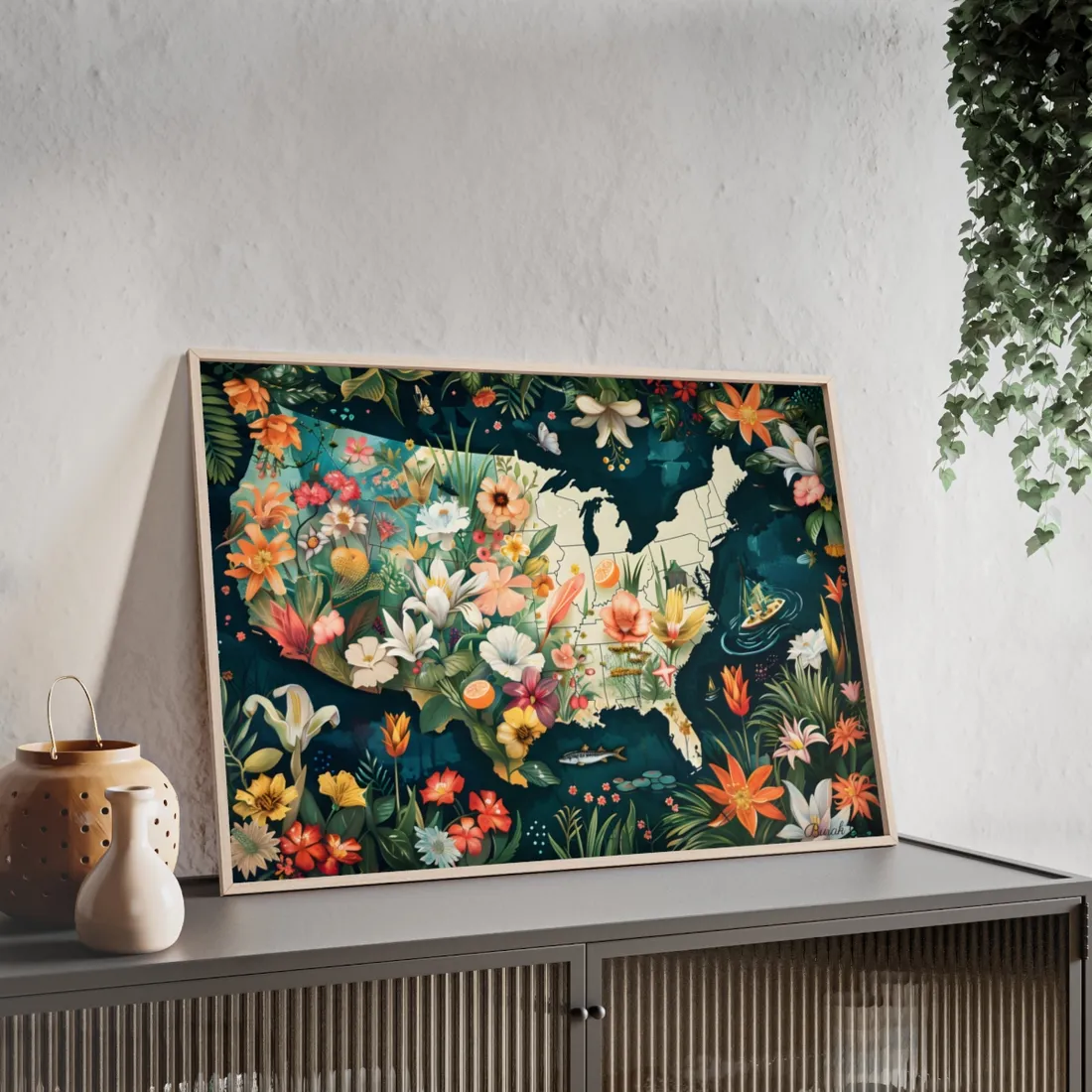 Beautiful Florida State Map: Vibrant Geographic - Framed Poster