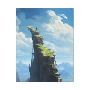 Cliff with Stairs Above Clouds Canvas Print