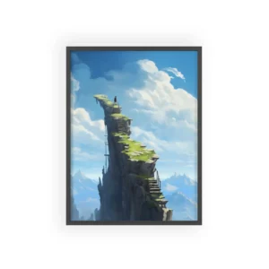 Cliff with Stairs Above Clouds Framed Poster