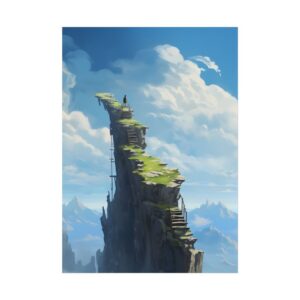 Cliff with Stairs Above Clouds Poster