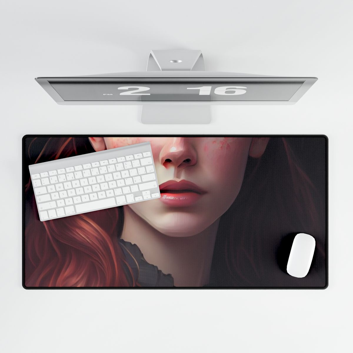 Beautiful Redhead Female Portrait: Classic Timeless Artwork - Desk Mat