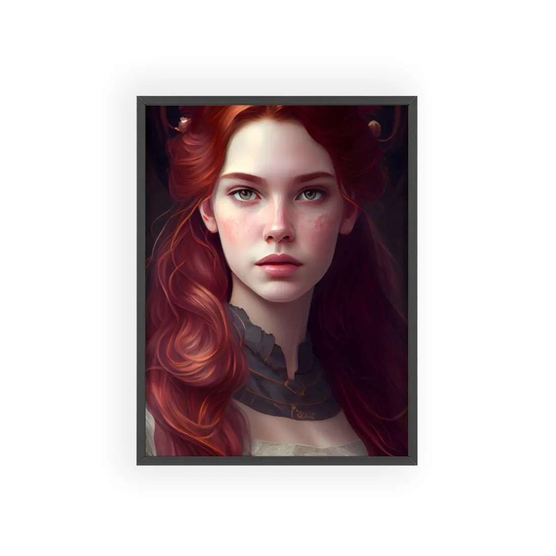 Beautiful Redhead Female Portrait: Classic Timeless - Framed Poster