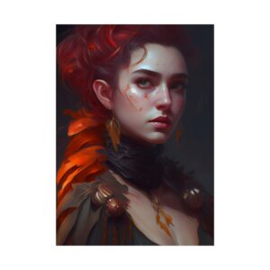 Redhead Woman with Feathers Poster