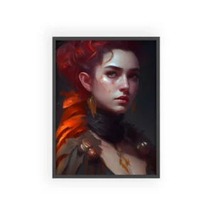 Redhead Woman with Feathers Framed Poster