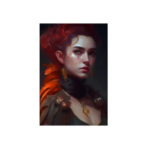Redhead Woman with Feathers Metal Poster