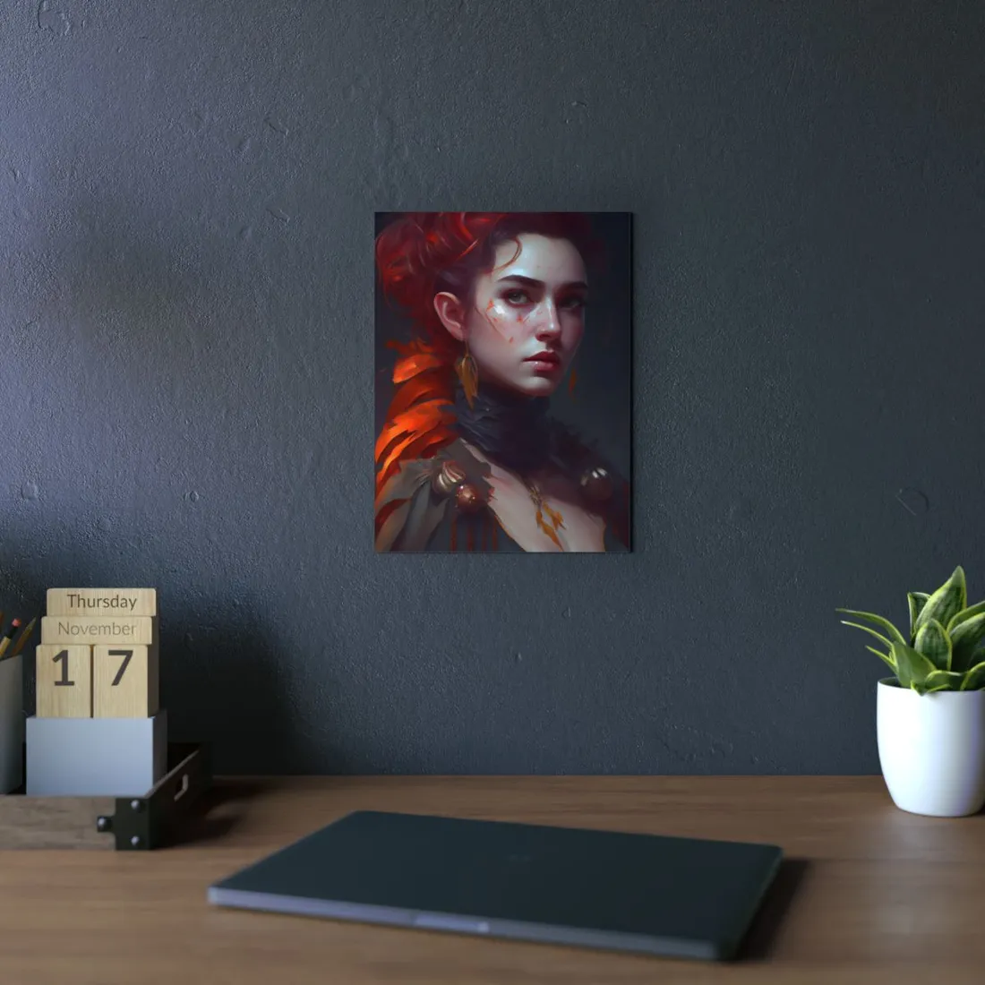Beautiful Redhead Female Portrait: Stunning - Metal Poster