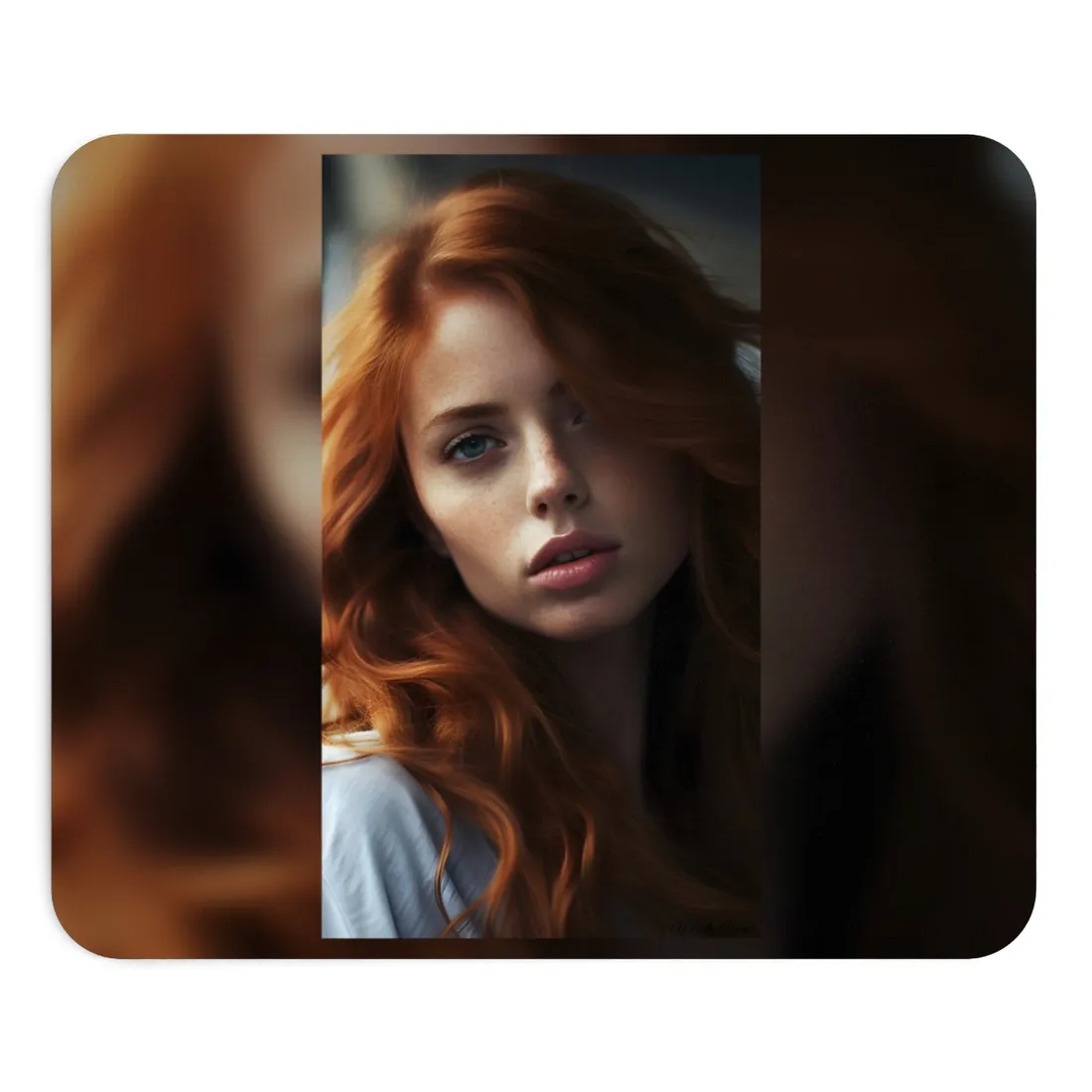 Beautiful Redhead Woman: Realistic - Mouse Pad