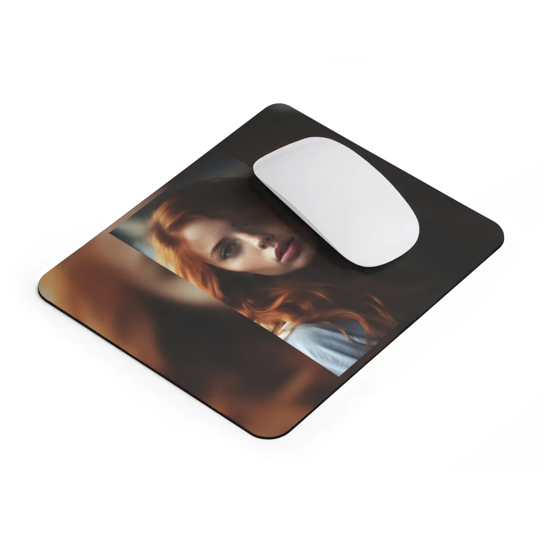 Beautiful Redhead Woman: Realistic - Mouse Pad