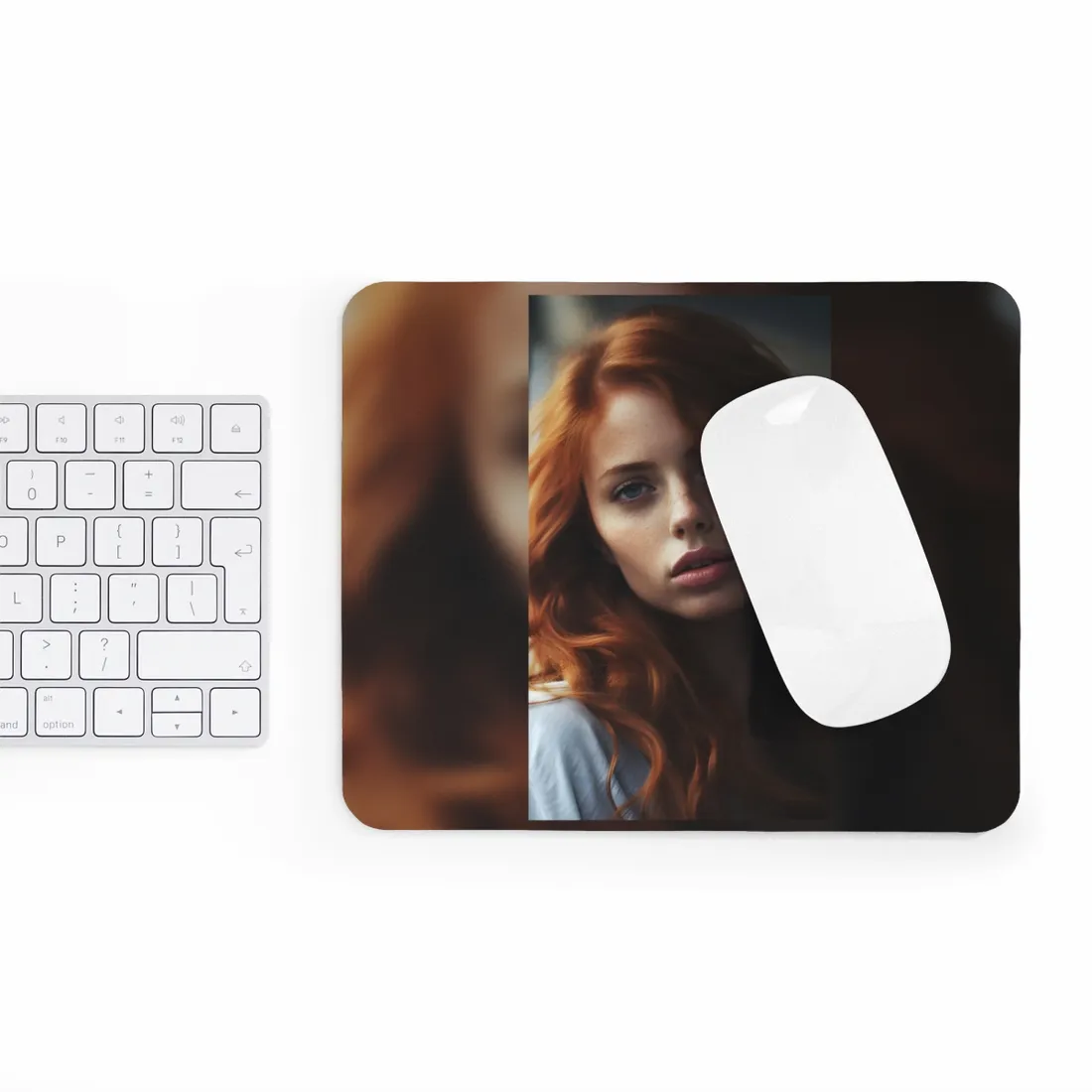 Beautiful Redhead Woman: Realistic - Mouse Pad