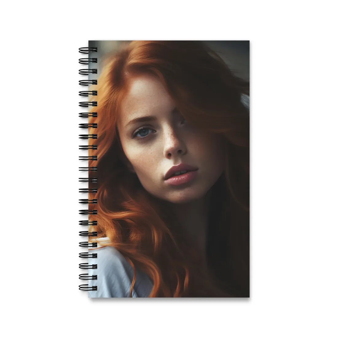 Beautiful Redhead Woman: Realistic - Spiral Notebook