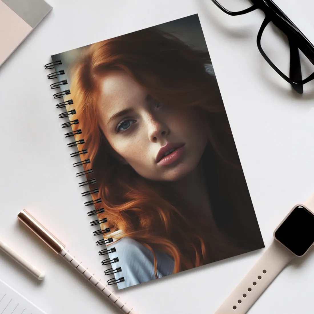 Beautiful Redhead Woman: Realistic - Spiral Notebook