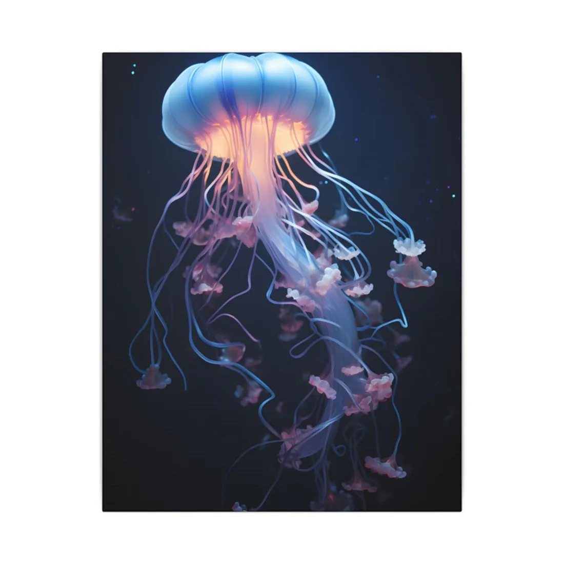 Bioluminescent Ocean Ballet: Glowing Sea Dance - Canvas