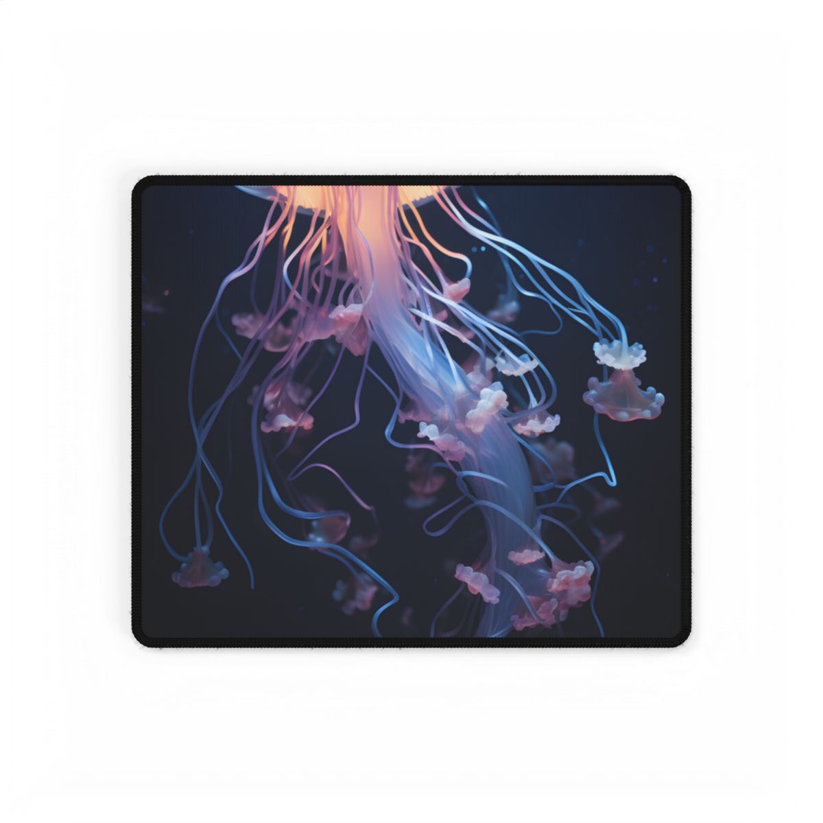 Bioluminescent Ocean Ballet: Glowing Sea Dance - Desk Mat