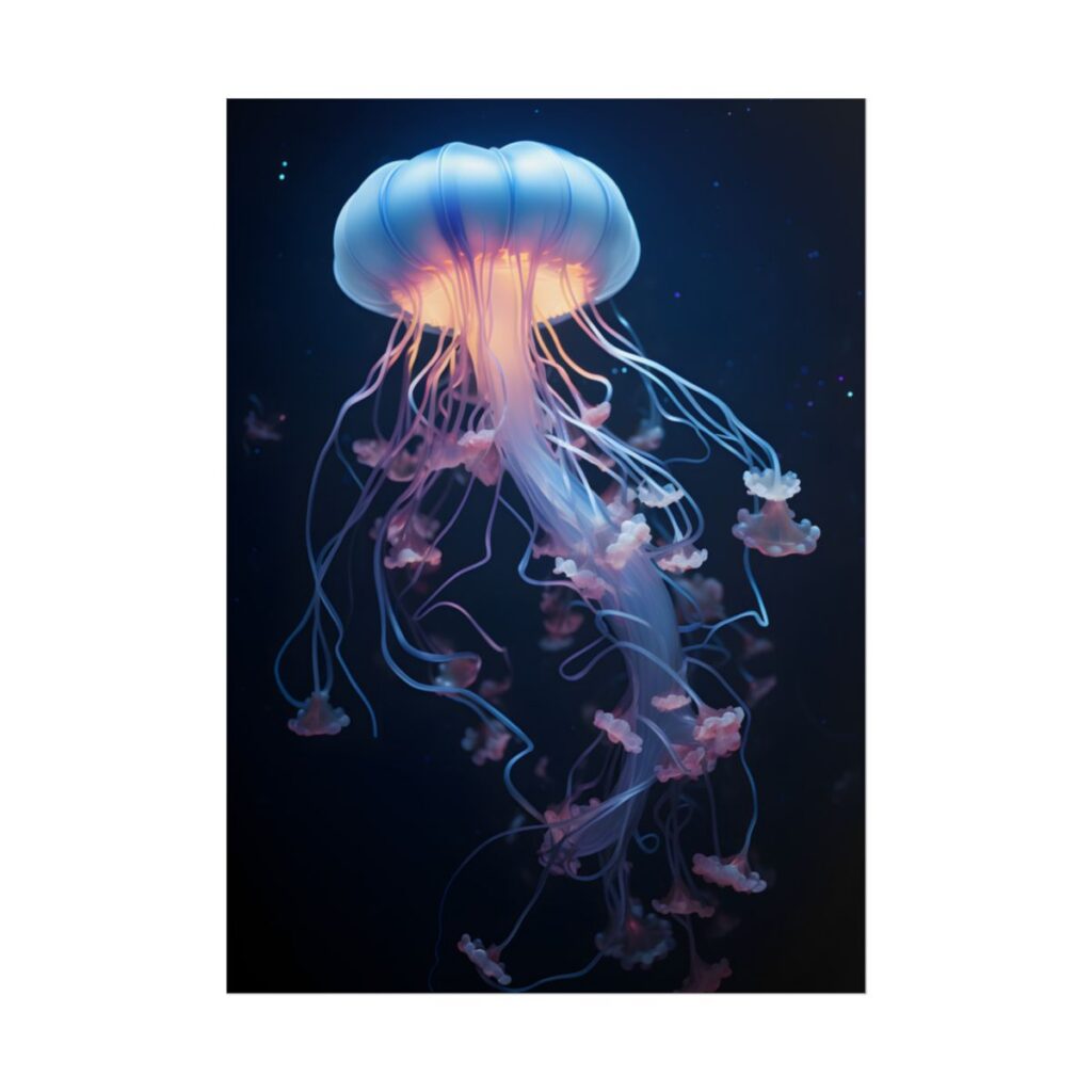 Bioluminescent Ocean Ballet: Glowing Sea Dance - Poster
