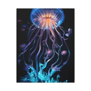 Jellyfish over Glowing Coral Canvas Print