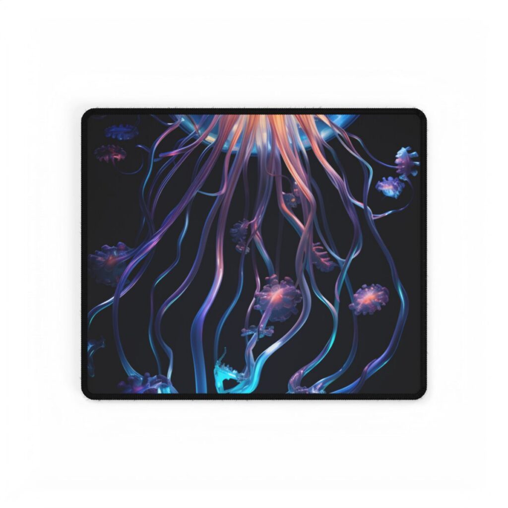 Bioluminescent Oceanic Ballet: A Mesmerizing Performance - Desk Mat