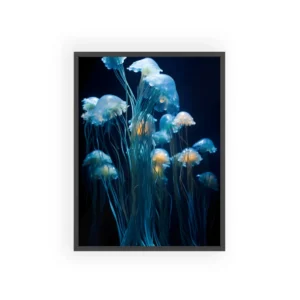 Blue Jellyfish Group Framed Poster