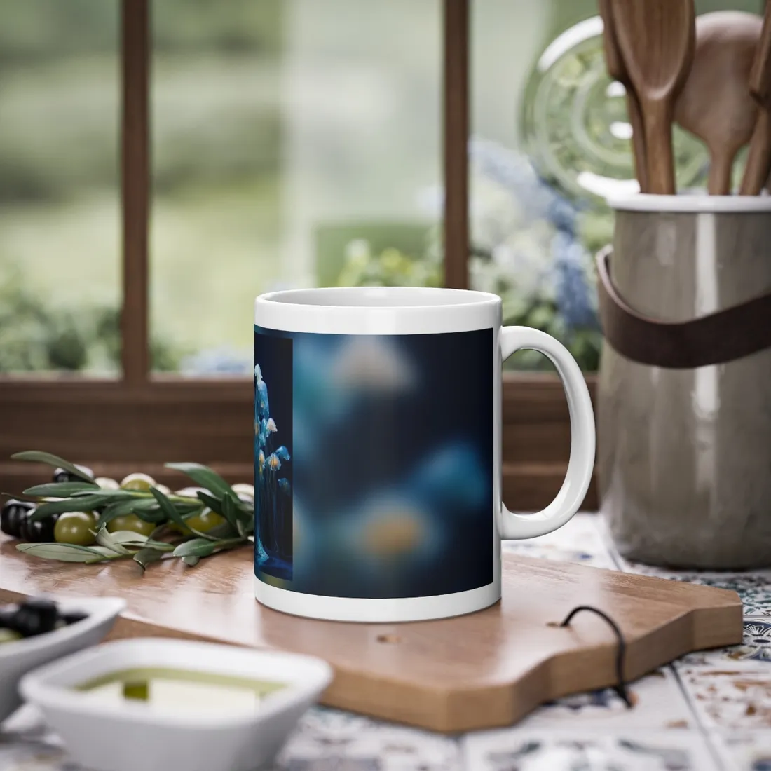 Bioluminescent Oceanic Ballet: Dancer's Magical Night Performance - Mug