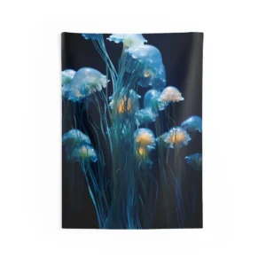 Blue Jellyfish Group Wall Tapestry