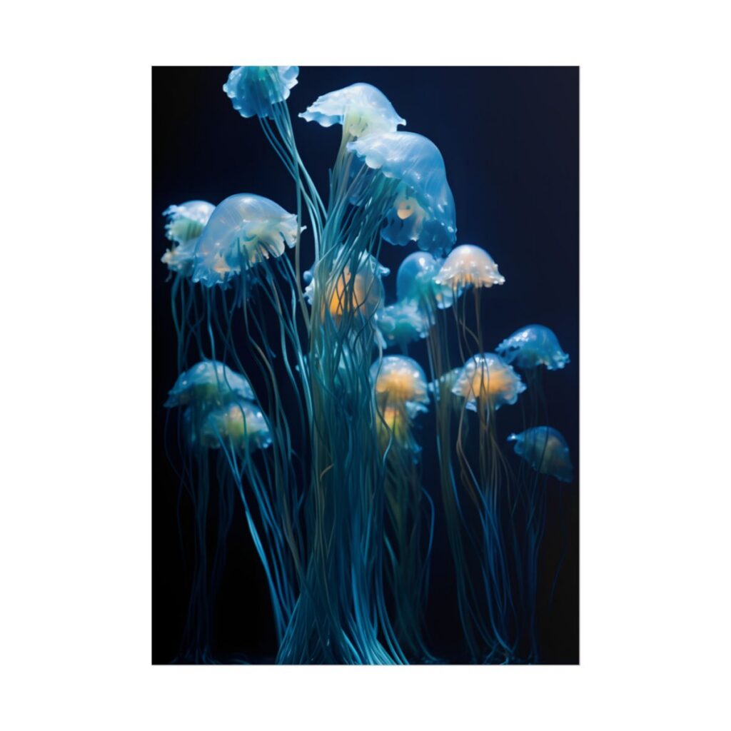 Bioluminescent Oceanic Ballet: Dancer's Magical Night Performance - Poster