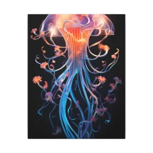 Orange Jellyfish with Tentacles Canvas Print