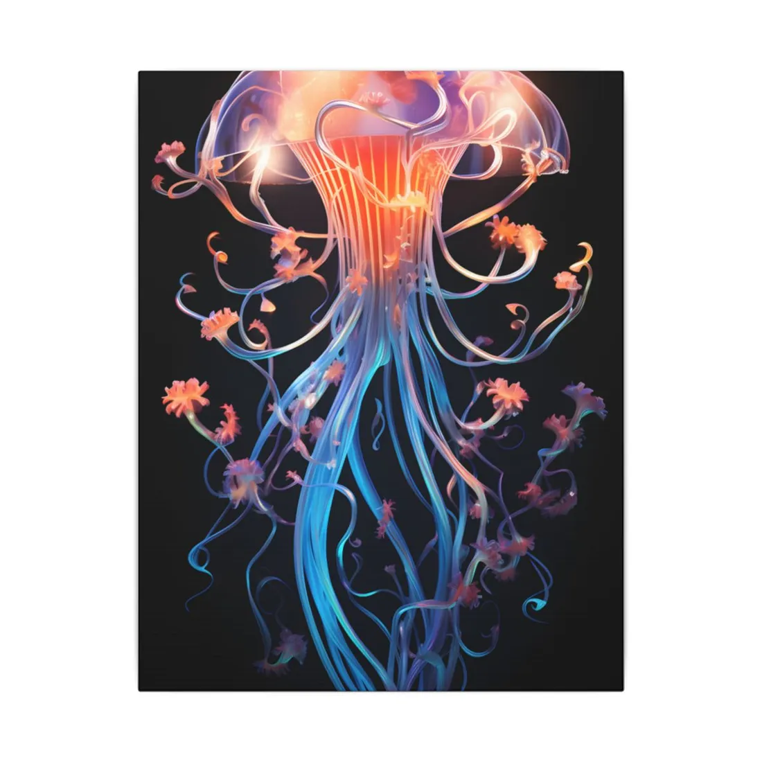 Bioluminescent Oceanic Ballet: Elegantly Poised Dancer in Underwater Performance - Canvas