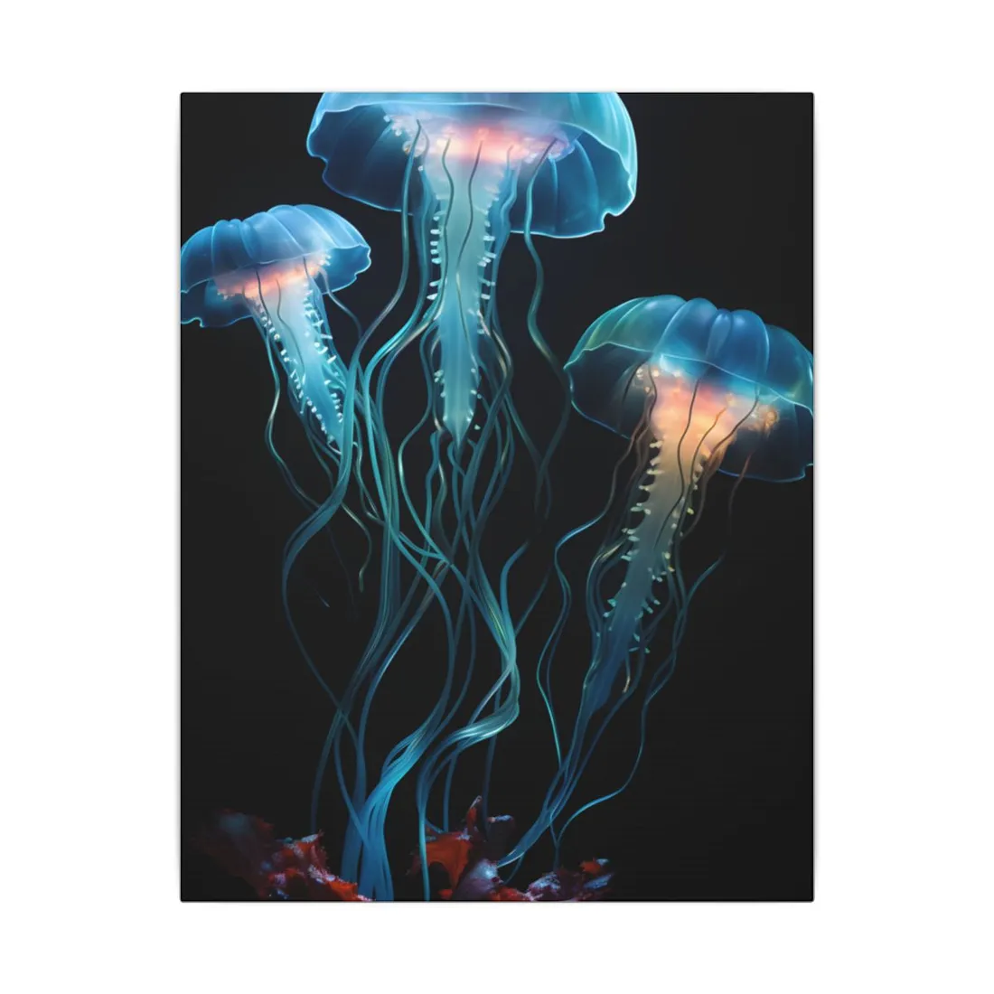 Bioluminescent Oceanic Ballet: Ethereal Underwater Dance - Canvas
