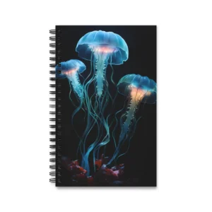 Jellyfish over Red Coral Spiral Notebook