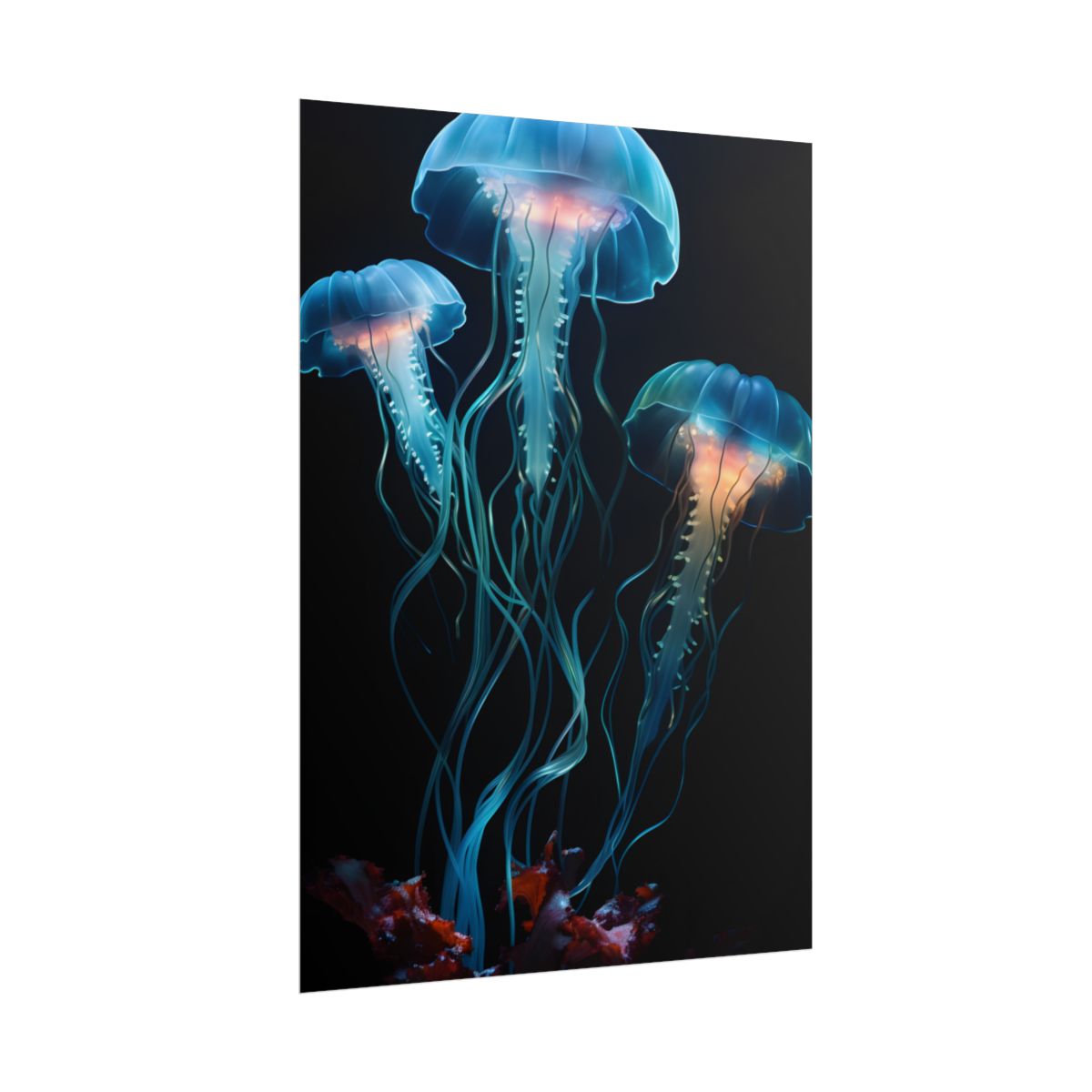 Bioluminescent Oceanic Ballet: Ethereal Underwater Dance - Poster