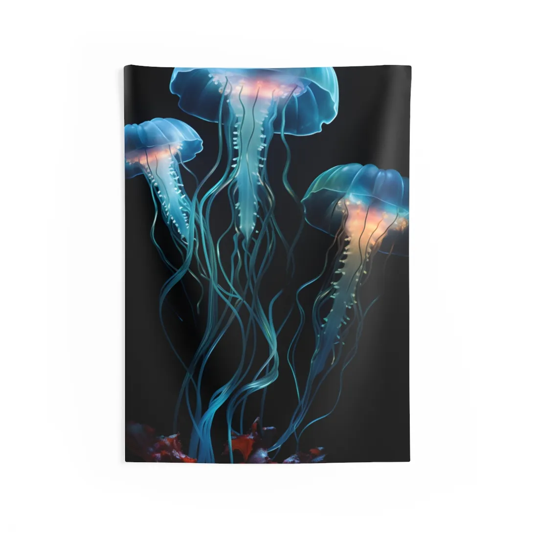 Bioluminescent Oceanic Ballet: Ethereal Underwater Dance - Wall Tapestry