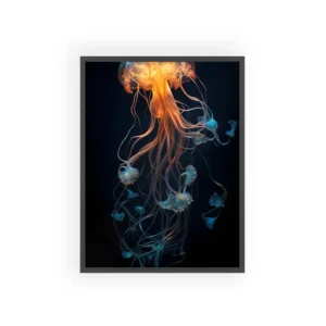 Glowing Jellyfish Drift Framed Poster