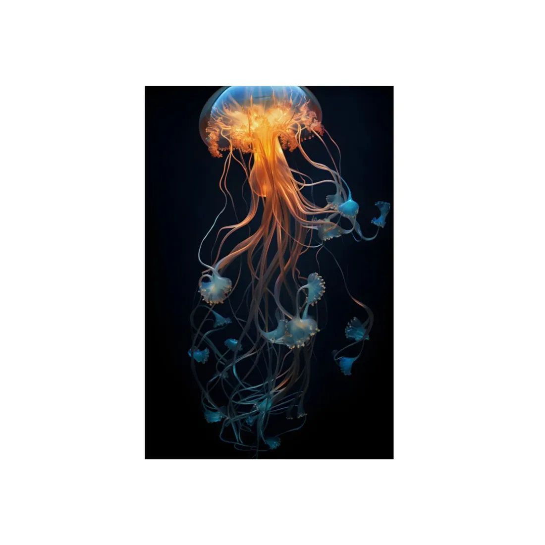 Bioluminescent Oceanic Ballet: Mesmerizing Underwater Scene - Metal Poster