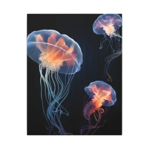 Glowing Jellyfish Underwater Canvas Print