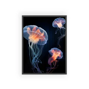 Glowing Jellyfish Underwater Framed Poster