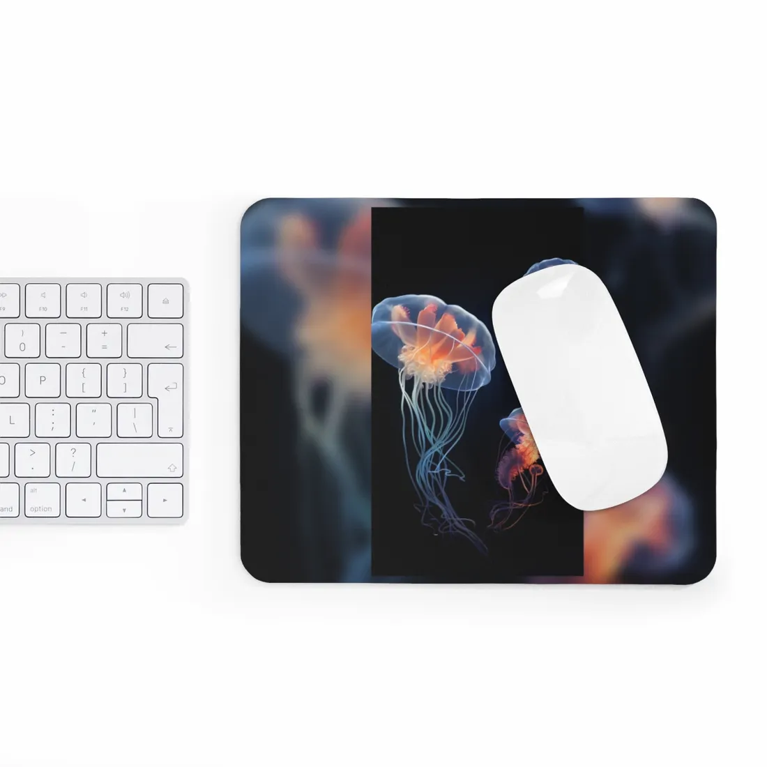 Bioluminescent Oceanic Ballet: Underwater Art - Mouse Pad