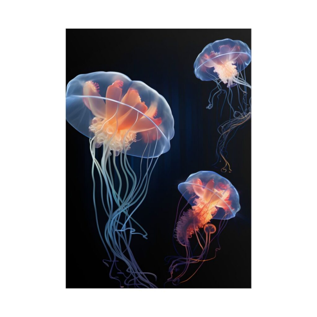 Bioluminescent Oceanic Ballet: Underwater Art - Poster