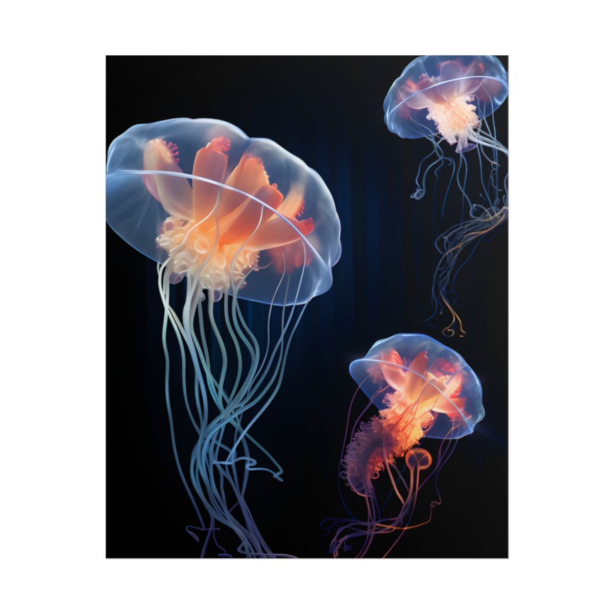 Bioluminescent Oceanic Ballet: Underwater Art - Poster
