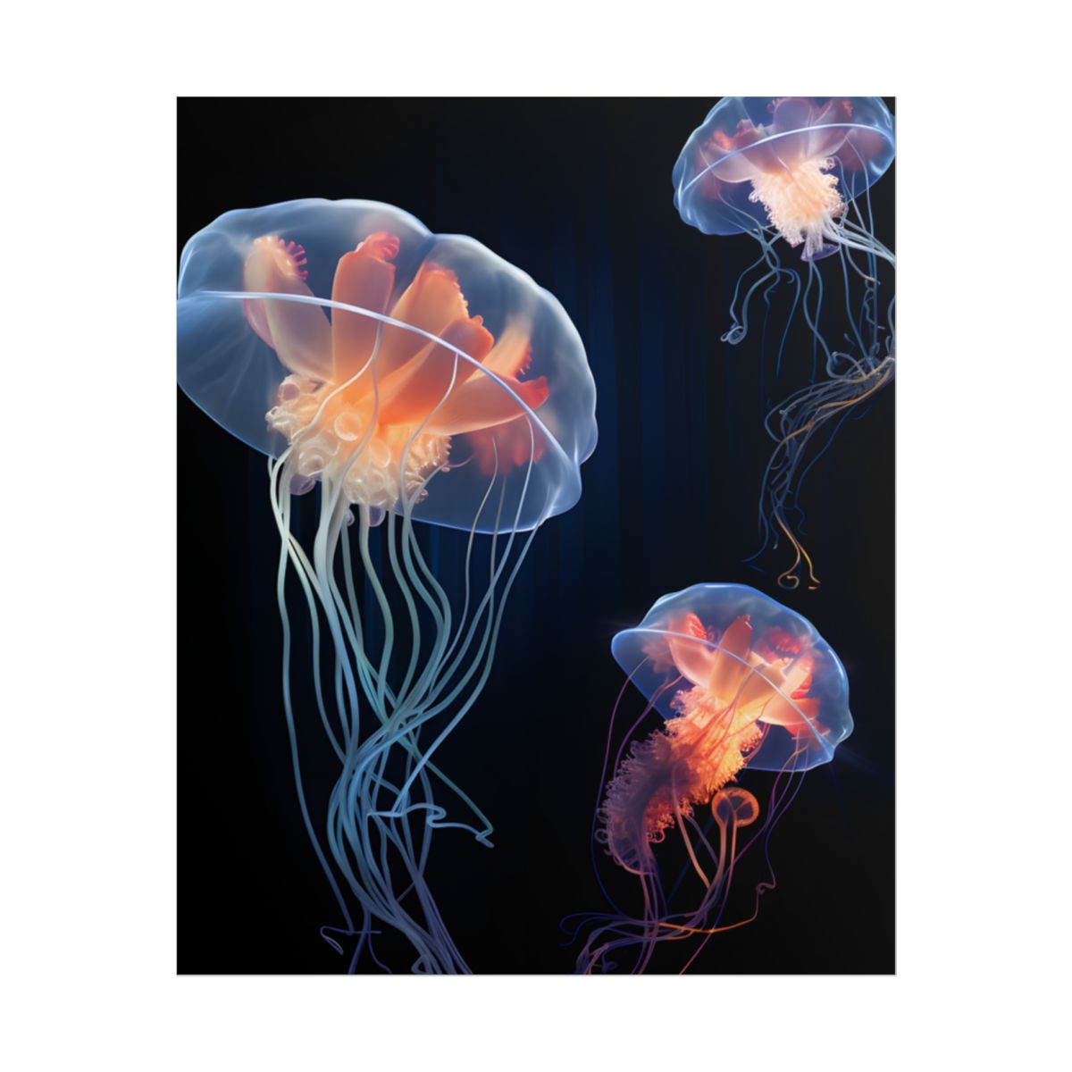 Bioluminescent Oceanic Ballet: Underwater Art - Poster