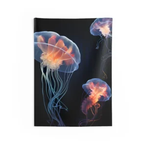 Glowing Jellyfish Underwater Wall Tapestry