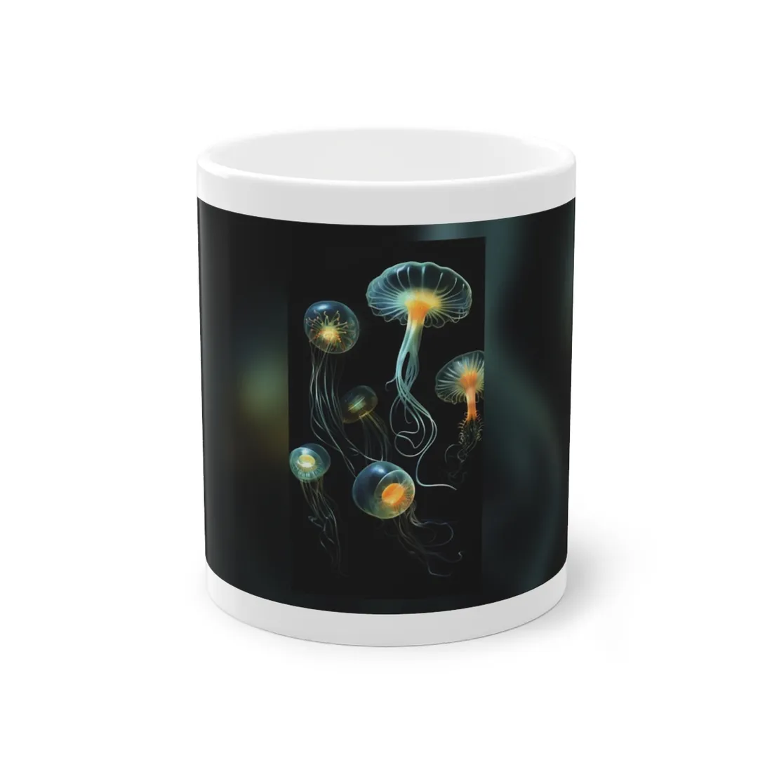 Bioluminescent Oceanic Ballet: Underwater Artwork in Motion - Mug
