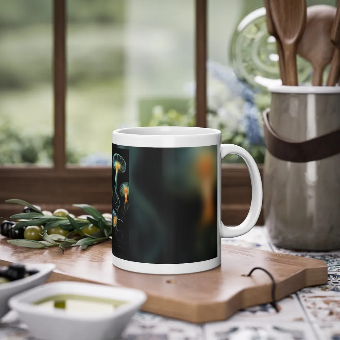 Bioluminescent Oceanic Ballet: Underwater Artwork in Motion - Mug