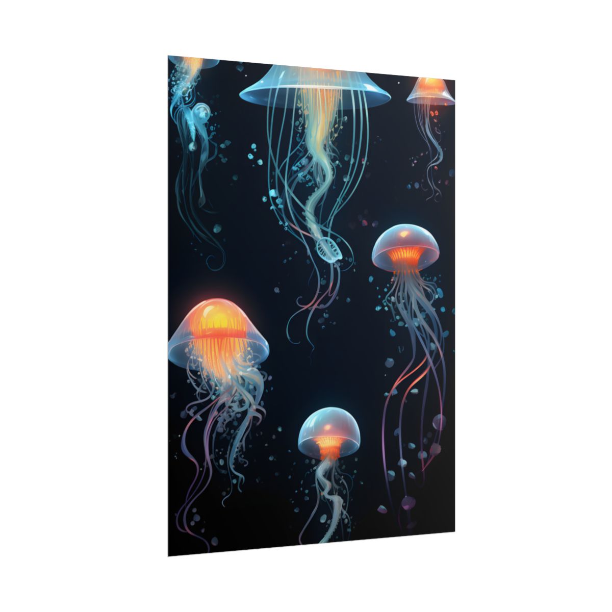 Bioluminescent Oceanic Ballet: Underwater Artwork - Poster