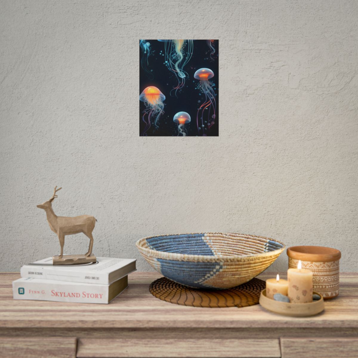 Bioluminescent Oceanic Ballet: Underwater Artwork - Poster
