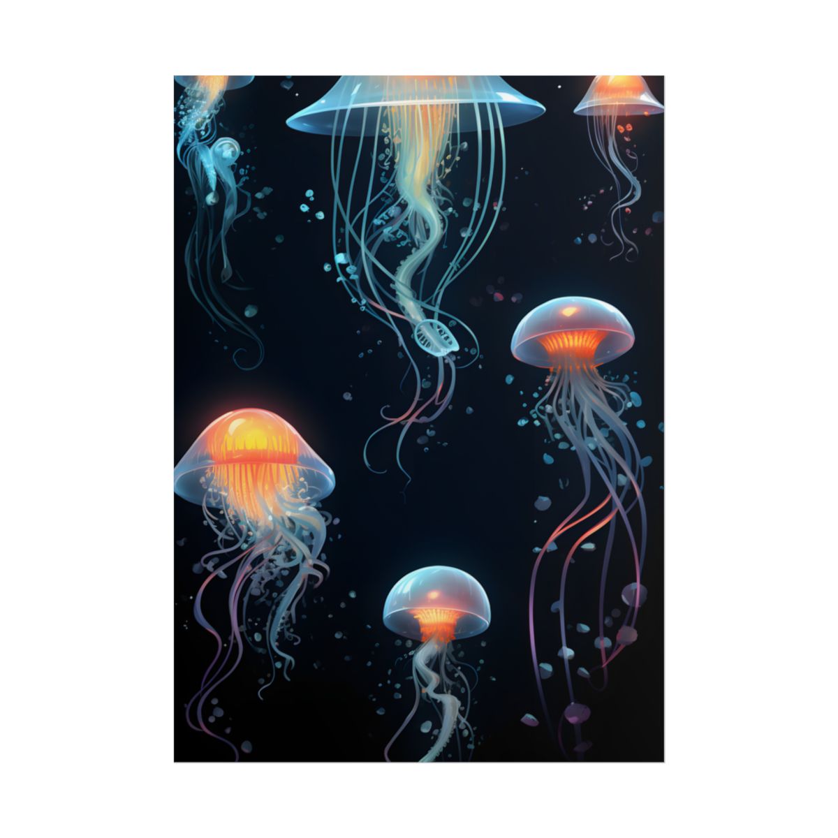 Bioluminescent Oceanic Ballet: Underwater Artwork - Poster