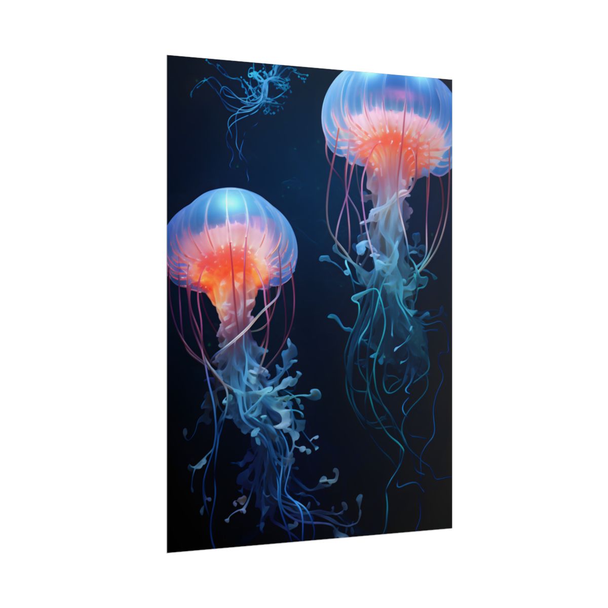 Bioluminescent Oceanic Ballet: Underwater Ballerina Artwork - Poster