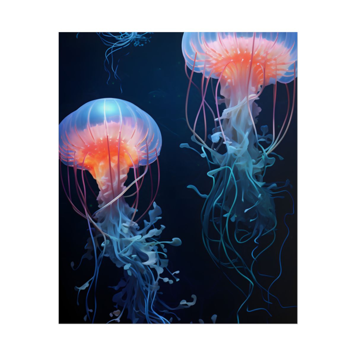 Bioluminescent Oceanic Ballet: Underwater Ballerina Artwork - Poster