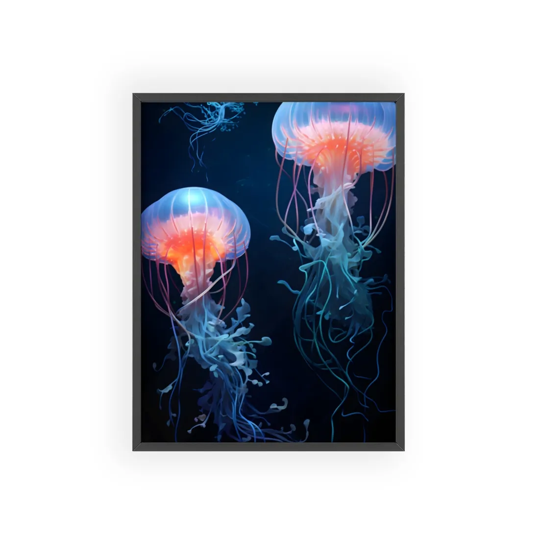 Bioluminescent Oceanic Ballet: Underwater Ballerina - Framed Poster